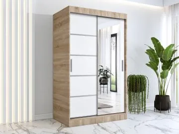 Szafa przesuwna MODUO COMFORT 2 120 dąb sonoma/biała mat z lustrem
