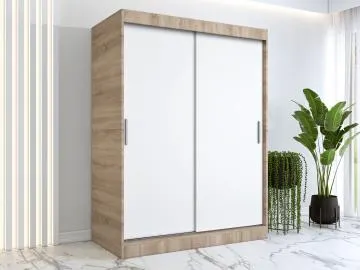Szafa przesuwna MODUO COMFORT 150 dąb sonoma/biała mat gładka