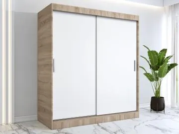 Szafa przesuwna MODUO COMFORT 180 dąb sonoma/biała mat gładka