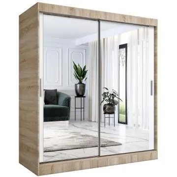 Szafa przesuwna MODUO COMFORT 180 dąb sonoma/biała mat z dwoma lustrami