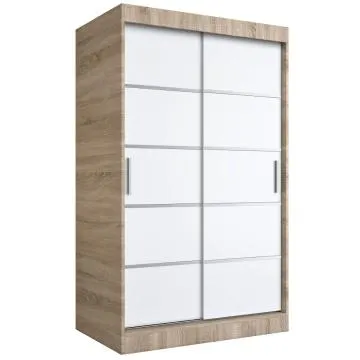 Szafa przesuwna MODUO COMFORT 120 dąb sonoma/biała mat z listwami