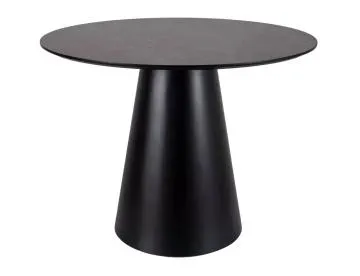Stół okrągły ANGEL 100 cm efekt marmuru/ czarny mat