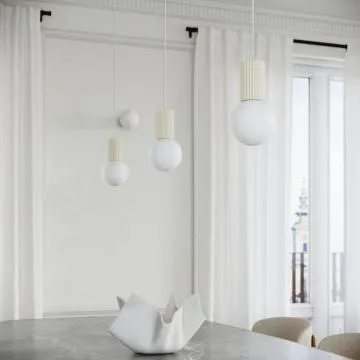 Lampa wisząca HALO 1 beżowa ryflowana