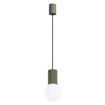 Lampa wisząca HALO 1 zielona oliwka ryflowana