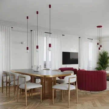 Lampa wisząca HALO 3P burgund ryflowana