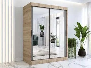 Szafa przesuwna MODUO COMFORT 150 dąb sonoma/antracyt z dwoma lustrami