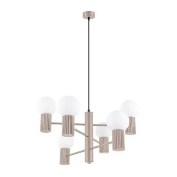 Żyrandol HALO 6 taupe ryflowany 