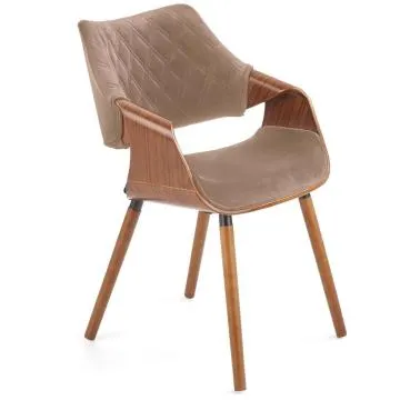 Krzesło tapicerowane K396 VELVET beżowe/orzech