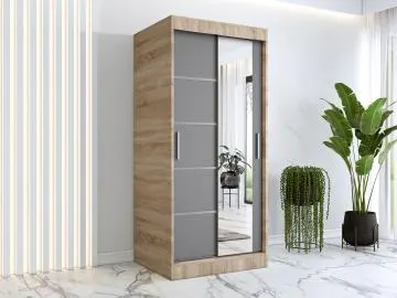 Szafa przesuwna MODUO COMFORT 2 90 dąb sonoma/antracyt z lustrem