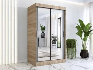 Szafa przesuwna MODUO COMFORT 120 dąb sonoma/antracyt z dwoma lustrami