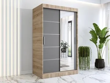 Szafa przesuwna MODUO COMFORT 2 120 dąb sonoma/antracyt z lustrem
