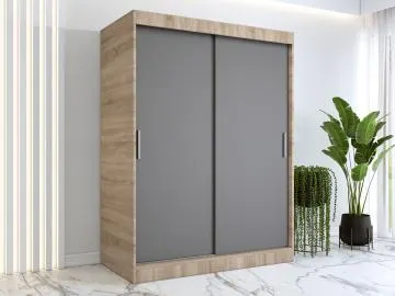 Szafa przesuwna MODUO COMFORT 150 dąb sonoma/antracyt gładka