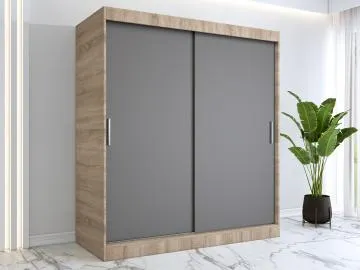 Szafa przesuwna MODUO COMFORT 180 dąb sonoma/antracyt gładka