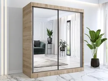 Szafa przesuwna MODUO COMFORT 180 dąb sonoma/antracyt z dwoma lustrami