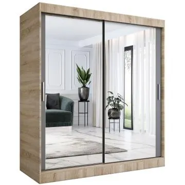 Szafa przesuwna MODUO COMFORT 180 dąb sonoma/antracyt z dwoma lustrami