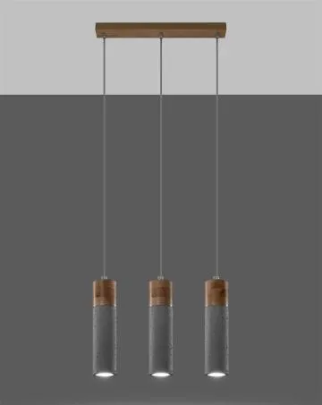 Lampa wisząca ZANE 3 szara