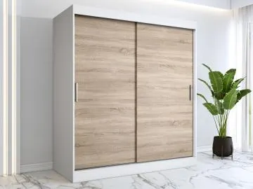 Szafa przesuwna MODUO COMFORT 180 biała mat/dąb sonoma gładka