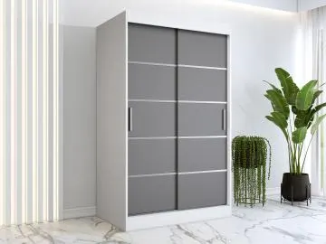 Szafa przesuwna MODUO COMFORT 120 biała mat/antracyt z listwami