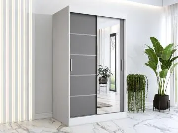 Szafa przesuwna MODUO COMFORT 2 120 biała mat/antracyt z lustrem