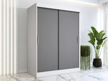 Szafa przesuwna MODUO COMFORT 150 biała mat/antracyt gładka