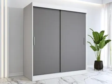 Szafa przesuwna MODUO COMFORT 180 biała mat/antracyt gładka