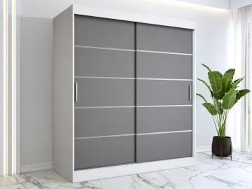 Szafa przesuwna MODUO COMFORT 180 biała mat/antracyt z listwami