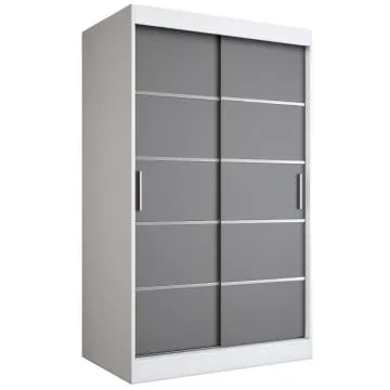 Szafa przesuwna MODUO COMFORT 120 biała mat/antracyt z listwami