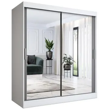 Szafa przesuwna MODUO COMFORT 180 biała mat/antracyt z dwoma lustrami