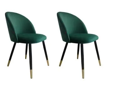 Zestaw krzeseł CLAUDINE 1 VELVET GOLD 2 szt zielone
