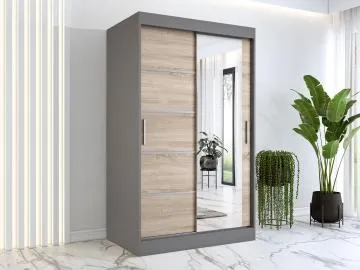 Szafa przesuwna MODUO COMFORT 2 120 antracyt/dąb sonoma z lustrem