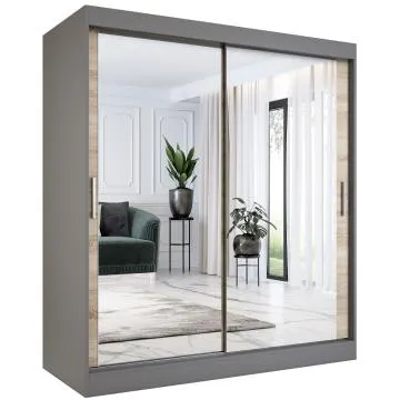 Szafa przesuwna MODUO COMFORT180 antracyt/dąb sonoma z dwoma lustrami
