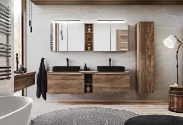 Szafka łazienkowa SANTA FE OAK 80 cm dąb z lustrem