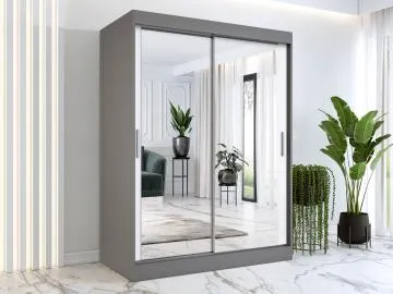 Szafa przesuwna MODUO COMFORT 150 antracyt/biała mat z dwoma lustrami