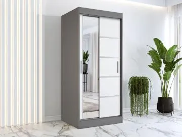 Szafa przesuwna MODUO COMFORT 3 90 antracyt/biała mat z lustrem