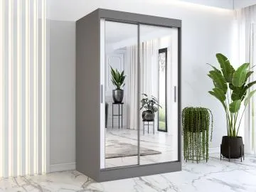 Szafa przesuwna MODUO COMFORT 120 antracyt/biała mat z dwoma lustrami