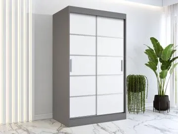 Szafa przesuwna MODUO COMFORT 120 antracyt/biała mat z listwami