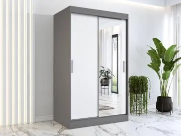 Szafa przesuwna MODUO COMFORT 120 antracyt/biała mat z lustrem po prawej