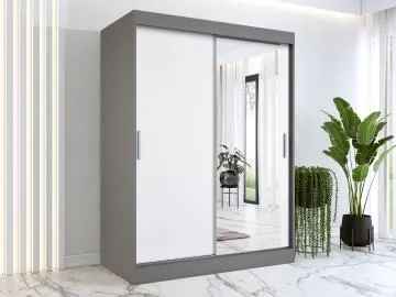 Szafa przesuwna MODUO COMFORT 150 antracyt/biała mat z lustrem po prawej
