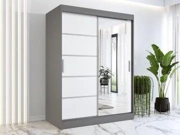Szafa przesuwna MODUO COMFORT 2 150 antracyt/biała mat z lustrem
