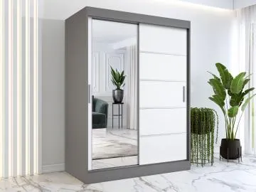 Szafa przesuwna MODUO COMFORT 3 150 antracyt/biała mat z lustrem