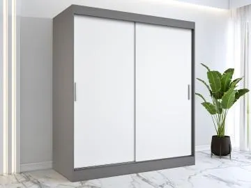 Szafa przesuwna MODUO COMFORT 180 antracyt/biała mat gładka
