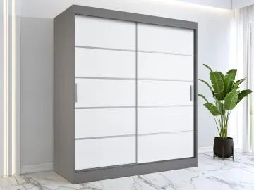 Szafa przesuwna MODUO COMFORT 180 antracyt/biała mat z listwami