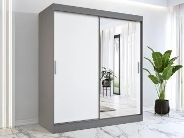 Szafa przesuwna MODUO COMFORT 180 antracyt/biała mat z lustrem po prawej
