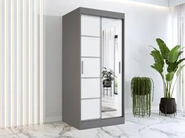 Szafa przesuwna MODUO COMFORT 2 90 antracyt/biała mat z lustrem