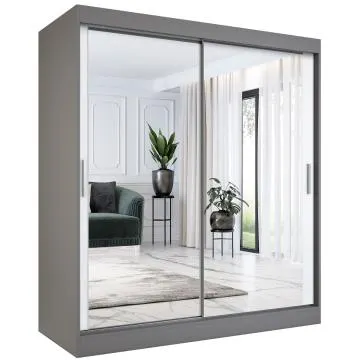 Szafa przesuwna MODUO COMFORT 180 antracyt/biała mat z dwoma lustrami