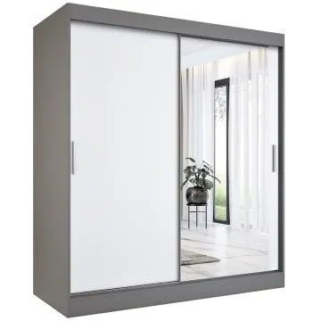 Szafa przesuwna MODUO COMFORT 180 antracyt/biała mat z lustrem po prawej