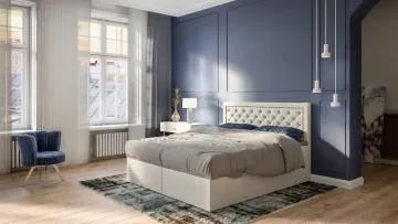 Łóżko kontynentalne EKSPRESJO 140x200 jasno szare velvet z pojemnikiem