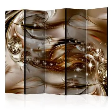 Parawan dwustronny Abstrakcje 225x172 cm 5-częściowy brązowy