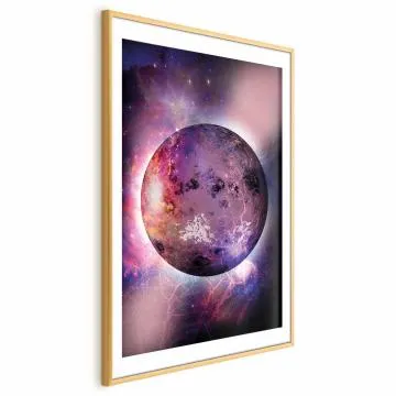 Plakat Nieznana planeta 21x30 cm z ramą złotą z marginesem