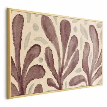 Plakat Liście i plamy 90x60 cm z ramą złotą bez marginesu